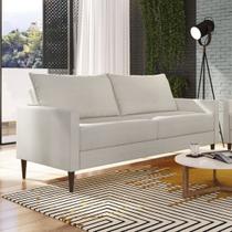 Sofá Living Fideris 3 Lugares Estrutura e Pés em Eucalipto Tecido Linho Off White 1,75m