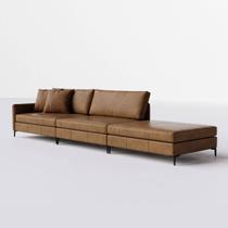 Sofá Living Fixo Monte Carlo 3,68m em Couro Nozes - Home Mobily Sofá Living Fixo Monte Carlo 3,68m em Couro Nozes - Home Mobily