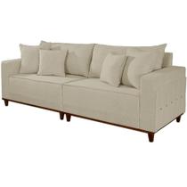 Sofá Living Lufer em Linho Monte Claros 4 Lugares com Almofadas Soltas 236cm Cor Bege