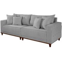 Sofá Living Lufer em Linho Monte Claros 4 Lugares com Almofadas Soltas 236cm Cor Cinza