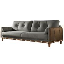 Sofá Living Luxo Fixo Antares 1.80m linho Cinza