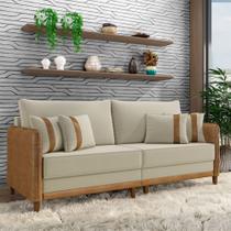 Sofá Living Montecarlo 2 Lugares Bipartido 172cm Pés em Madeira Veludo/PU Bege/Caramelo G33 - Gran Belo Sofá Living Montecarlo 2 Lugares Bipartido 172cm Pés em Madeira Veludo/PU Bege/Caramelo G33 - Gran Belo