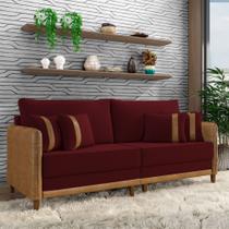 Sofá Living Montecarlo 3 Lugares Bipartido 232cm Pés em Madeira Veludo/PU Bordô/Caramelo G33 - Gran Belo Sofá Living Montecarlo 3 Lugares Bipartido 232cm Pés em Madeira Veludo/PU Bordô/Caramelo G33 - Gran Belo