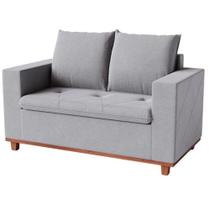 Sofá Living Napoli 2 Lugares Linho Cinza 1,60 M