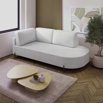 Sofá Living Orgânico 2 Lugares Bouclé Gelo Norten 165cm
