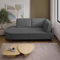 Sofá Living Orgânico 2 Lugares Veludo Cinza Escuro Norten 165cm