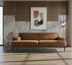 Sofá Living para 3 Lugares 220cm Joy Cinza Cappuccino Sofá Living para 3 Lugares 220cm Joy Cinza Cappuccino