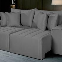 Sofá Living Retrátil com Molas 230 Cm Veludo Veneza Cinza Chumbo