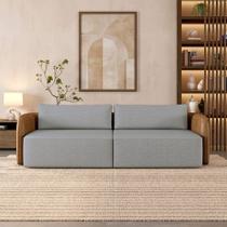 Sofá Living Sala de Estar Abel 220cm Bipartido pés de Madeira PU/Linho Caramelo/Cinza Escuro G33 - Gran Belo Sofá Living Sala de Estar Abel 220cm Bipartido pés de Madeira PU/Linho Caramelo/Cinza Escuro G33 - Gran Belo