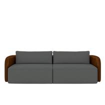 Sofá Living Sala de Estar Abel 220cm Bipartido pés de Madeira PU/Veludo Marrom/Grafite G33 - Gran Belo Sofá Living Sala de Estar Abel 220cm Bipartido pés de Madeira PU/Veludo Marrom/Grafite G33 - Gran Belo