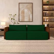 Sofá Living Sala de Estar Abel 220cm Bipartido pés de Madeira PU/Veludo Marrom/Verde G33 - Gran Belo Sofá Living Sala de Estar Abel 220cm Bipartido pés de Madeira PU/Veludo Marrom/Verde G33 - Gran Belo