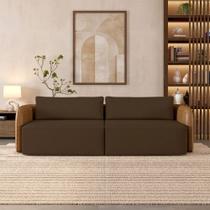 Sofá Living Sala de Estar Abel 240cm Bipartido pés de Madeira PU/Veludo Caramelo/Marrom G33 - Gran Belo Sofá Living Sala de Estar Abel 240cm Bipartido pés de Madeira PU/Veludo Caramelo/Marrom G33 - Gran Belo