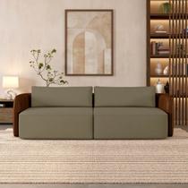 Sofá Living Sala de Estar Abel 240cm Bipartido pés de Madeira PU/Veludo Marrom/Castor G33 - Gran Belo Sofá Living Sala de Estar Abel 240cm Bipartido pés de Madeira PU/Veludo Marrom/Castor G33 - Gran Belo