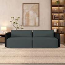 Sofá Living Sala de Estar Abel 240cm Bipartido pés de Madeira PU/Veludo Preto/Grafite G33 - Gran Belo Sofá Living Sala de Estar Abel 240cm Bipartido pés de Madeira PU/Veludo Preto/Grafite G33 - Gran Belo