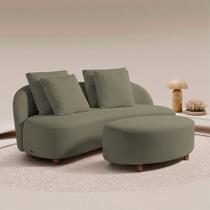 Sofá Living Sala de Estar Rocca 192cm com Puff Pés Madeira Linho Rústico Castor G92 - Gran Belo Sofá Living Sala de Estar Rocca 192cm com Puff Pés Madeira Linho Rústico Castor G92 - Gran Belo