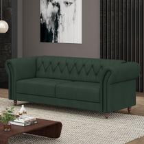 Sofá Living Sala de Estar Stanford Chesterfield 2 Lugares 220cm Pés de Madeira material sintético G58 - Gran Belo