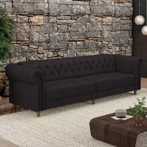 Sofá Living Sala de Estar Stanford Chesterfield 3 Lugares 240cm Pés de Madeira Couro Borgonha G58 - Gran Belo Sofá Living Sala de Estar Stanford Chesterfield 3 Lugares 240cm Pés de Madeira Couro Borgonha G58 - Gran Belo