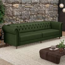 Sofá Living Sala de Estar Stanford Chesterfield 3 Lugares 240cm Pés de Madeira material sintético Manchado G58 - Gran Belo Sofá Living Sala de Estar Stanford Chesterfield 3 Lugares 240cm Pés de Madeira material sintético Manchado G58 - Gran Belo