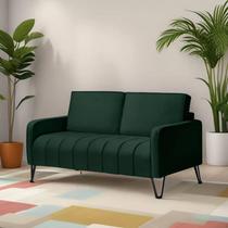 Sofá Living Savana 2 Lugares C/ Pé de Ferro Preto 1,58 Mts Veludo Verde Espuma D28