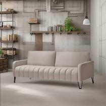 Sofá Living Savana 3 Lugares C/ Pé de Ferro Preto 2,20 Mts Veludo Bege - Espuma D-28