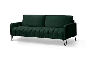 Sofá Living Savana 3 Lugares C/ Pé de Ferro Preto 2,20 Mts Veludo Verde Espuma D28