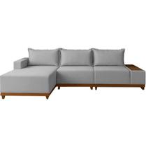 Sofá Living Suiça 6 Lugares com Chaise 288cm Tecido Linho Lufer