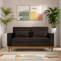 Sofá Living Valência 1,58 Mts C/base Madeira Decor Veludo - MARROM