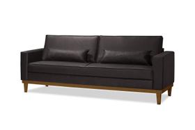 Sofá Living Valência 2,20mt C/base Madeira de Reflorestamento - Espuma D-28 C/ 2 Almofadas - material sintético Marrom