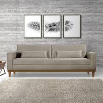 Sofá Living Valência 2,20mt C/base Madeira de Reflorestamento - Espuma D-28 - Veludo Bege