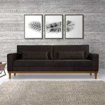 Sofá Living Valência 2,20mt C/base Madeira de Reflorestamento - Espuma D-28 - Veludo Marrom