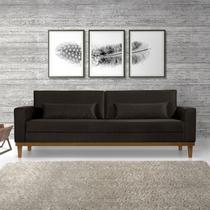 Sofá Living Valência 2,20mt C/base Madeira de Reflorestamento Espuma D28 C/ 2 Almofadas Veludo Marrom Sofá Living Valência 2,20mt C/base Madeira de Reflorestamento Espuma D28 C/ 2 Almofadas Veludo Marrom