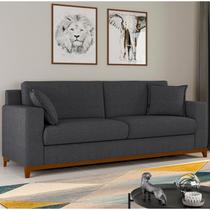 Sofá Living Vintage 3 Lugares 200cm em Linho Slim Cinza Grafite Sofá Living Vintage 3 Lugares 200cm em Linho Slim Cinza Grafite