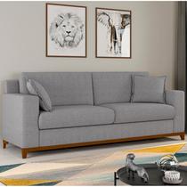 Sofá Living Vintage 3 Lugares 220cm em Linho Slim Cinza Inox
