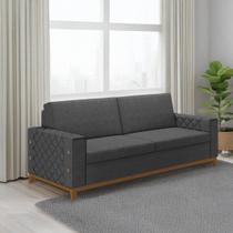 Sofá Living Vintage 3 Lugares 225cm em Linho Áspen Cinza Grafite Sofá Living Vintage 3 Lugares 225cm em Linho Áspen Cinza Grafite