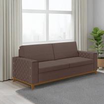 Sofá Living Vintage 3 Lugares 225cm em Linho Áspen Marrom Avelã
