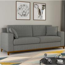 Sofá Living Vintage 3 Lugares Linho Cinza Slim 200cm Sofá Living Vintage 3 Lugares Linho Cinza Slim 200cm