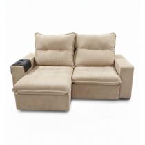 Sofá Luiza Bom Pastor 3 Lugares 2,00 m Veludo Luxo Bege