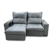 Sofá Luiza Bom Pastor 3 Lugares 2,00 m Veludo Luxo Chumbo