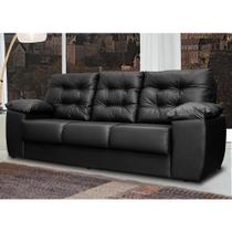 Sofá Luxemburgo 3 Lugares 2,02m Tecido material sintético Preto - CAMA INBOX REQ