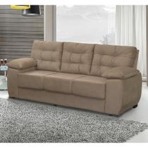 Sofá Luxemburgo 3 Lugares Tecido Suede Castor - Moveis Marfim
