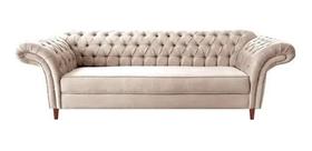Sofá Luxo Chesterfield Conde Suede Nude Sofá Luxo Chesterfield Conde Suede Nude