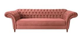 Sofá Luxo Chesterfield Conde Suede Rosa