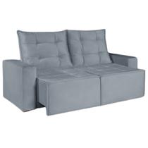 Sofá Macaé 3 Lugares Retrátil e Reclinável Tecido Suede 190cm União Cor Cinza - Estrela Móveis
