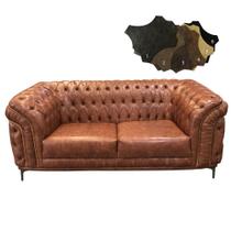 Sofá Malibu 3 Lugares Opções em Couro Pé de Ferro - Dominic Decor