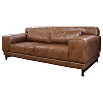 Sofá Malta 3L Couro Softline Mel 220 cm Pés Metálicos