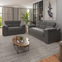 Sofá Mamflex 1025 Londrina 3 e 2 lugares em tecido veludo Cinza