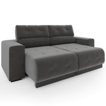 Sofá Mamflex Retrátil e Reclinável Taurus 2 Lugares 3080 em tecido Veludo Cinza