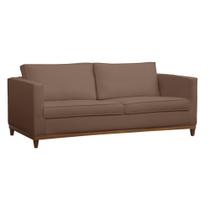 Sofá Masso 3 Lugares (L: 190cm) C/ Pés de Madeira Suede Liso Castanho - Dmonegatto