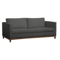 Sofá Masso 3 Lugares (L: 190cm) C/ Pés de Madeira Suede Liso Chumbo - Dmonegatto