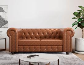 Sofá material sintético 3 Lugares Chesterfield Jared Yescasa Marrom Sofá material sintético 3 Lugares Chesterfield Jared Yescasa Marrom